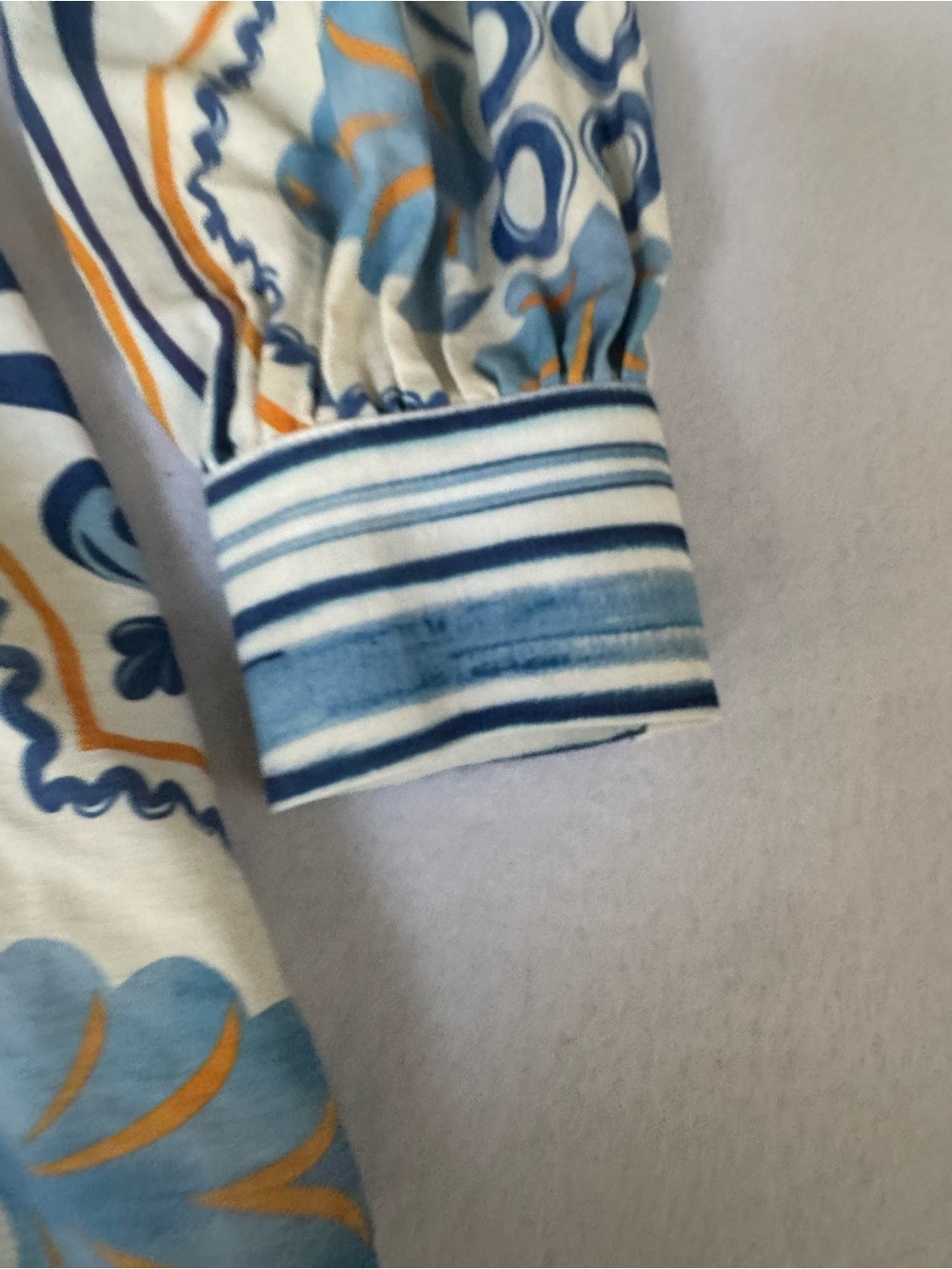 Finders Keepers Blue and White Patterned Long-Sleeve Mini Dress - Picture 3 of 16